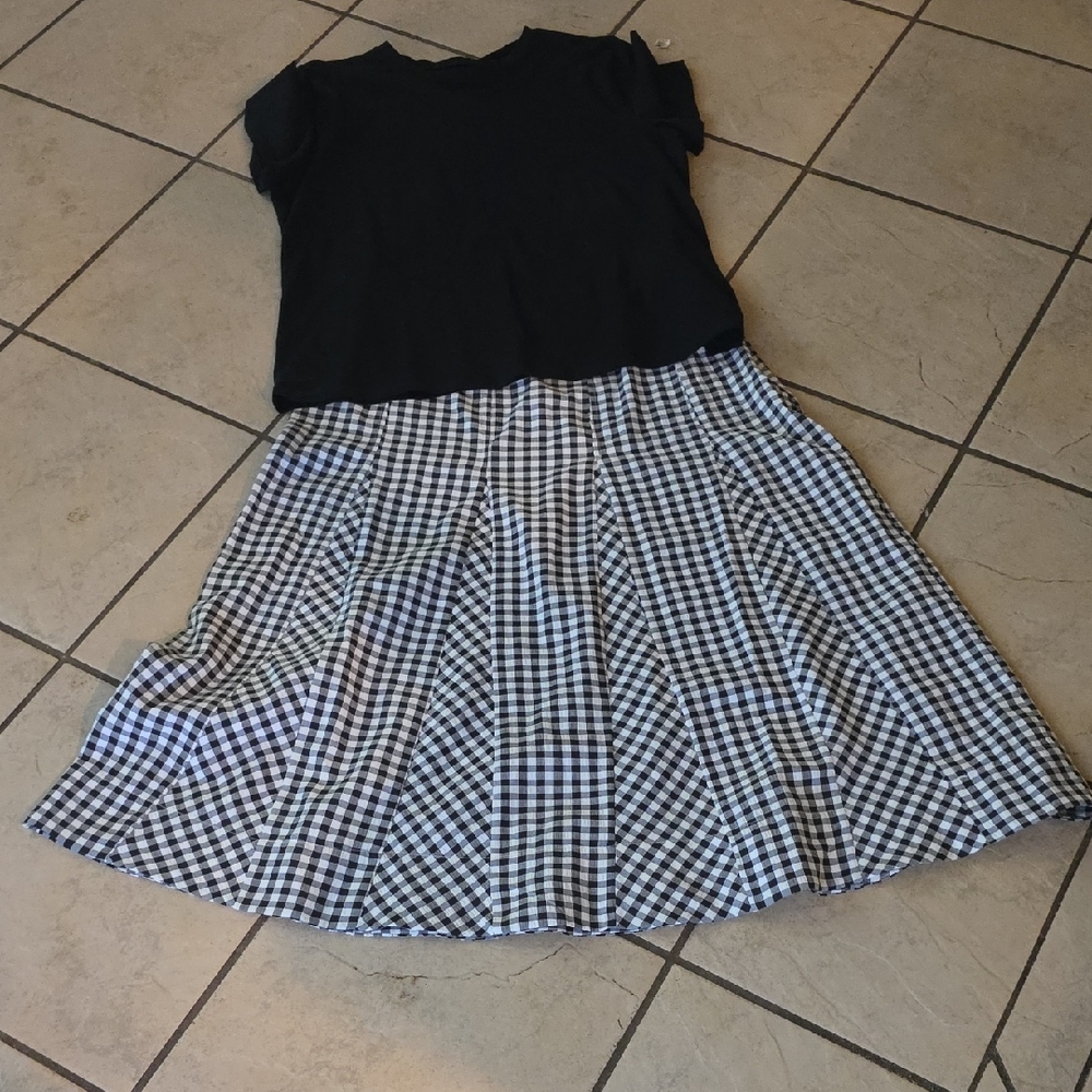Black & White Gingham A-Line Skirt